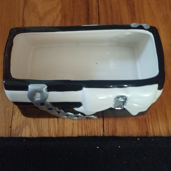 DAVID'S COOKIES PURSE COOKIE JAR RARE JEM COLLECTION CERAMIC HAND PAINTED BLACK - Picture 2 of 3